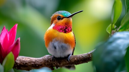Fototapeta premium Vibrant hummingbird perched on branch
