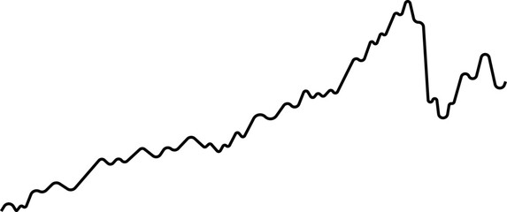 Wavy rounded chart with interruptions forming a broken line visual on the graph path.