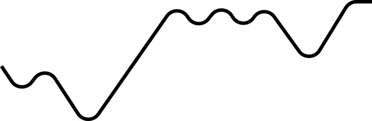 Rounded chart with upward movement formed by a structured pattern of lines showing consistent growth.