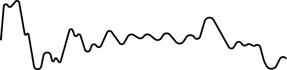 Curved wave chart shaped with soft transitions along a market-themed vector line path.