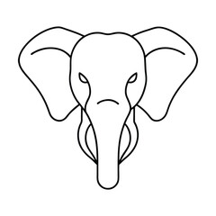 elephant head tusks graceful line art vector