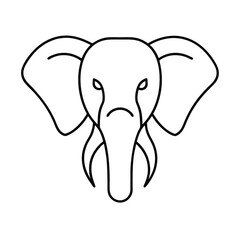 elephant head tusks graceful line art vector