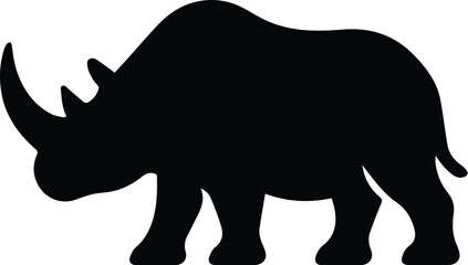 WebRhino silhouette, Rhino vector icon, Black silhouette of animal  