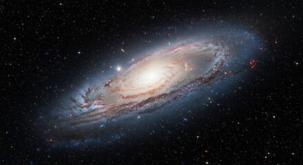 Fototapeta premium Majestic Spiral Galaxy in Deep Space A Cosmic Tapestry of Stars and Gas