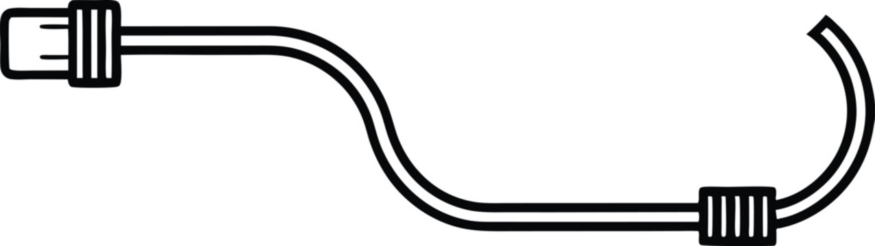 black cable with connectors, white background clip art preview