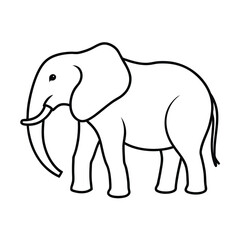 elephant raised trunk minimal line art vector