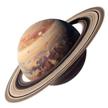 Ringed planet isolated on a transparent background