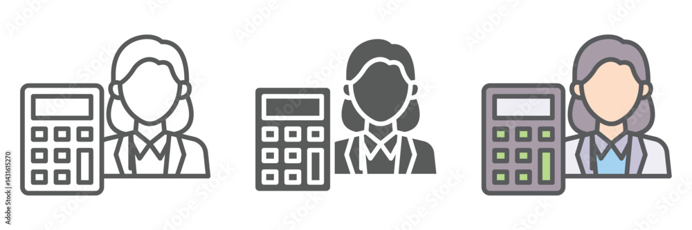 Poster accounting icons set – vector illustrations in multiple styles