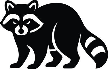 WebRaccoon silhouette, Raccoon silhouette Clipart,  Raccoon vector illustration in black and white