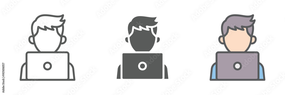 Poster administration icons set – vector illustrations in multiple styles
