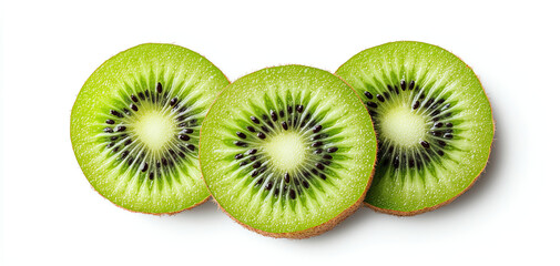 Fototapeta premium Sliced kiwi fruit with bright green interior and black seeds, showcasing its vibrant color and texture, perfect for healthy dishes