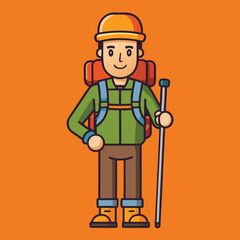 a hiker who is ready for travelling or hiking, vector illustration file