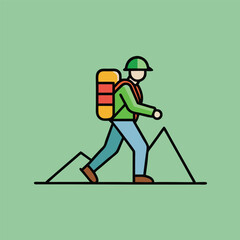 hiker with safety kits and bagpack vector silhouette design