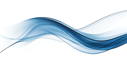 Abstract flowing waves in blue and white, with a wide space for text