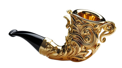 gold and black Tobacco pipe isolated