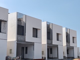 Under construction House or Villa's, Villa's with Concreate Block or bricks, Exterior view of 02 story under construction house with modern design, under construction Home or house House or Villa's,

