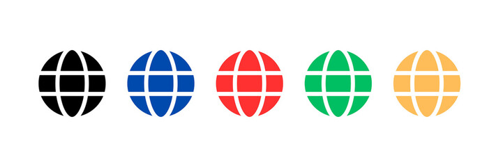 Globe icon, icons of globe, surf boards set