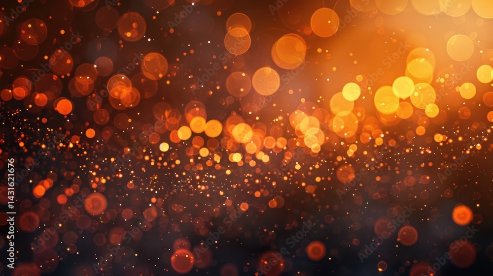 Poster the abstract picture about warm tone colorful particle lighting lights creating a blurred and festiv