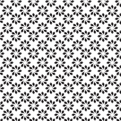 Geometric floral set of seamless patterns. Black and white vector backgrounds.