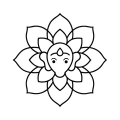 ganesha face integrated mandala line art vector