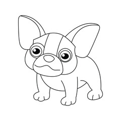 French bulldog  hand drawn coloring page line artwork for kids