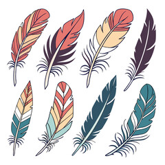 Obraz premium Bohemian Feathers: Pastel & Earthy Tone Collection - 8 Unique Designs.