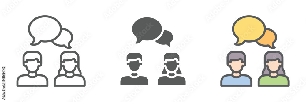 Poster communication icons set – vector illustrations in multiple styles