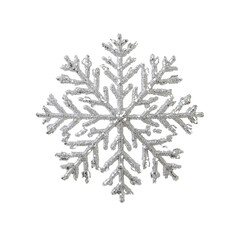 Sparkling Silver Glitter Snowflake Decoration - Winter Holiday Ornament