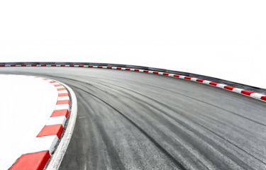 race track with sharp curve and skid marks isolated on white background PNG. GENERATIVE AI