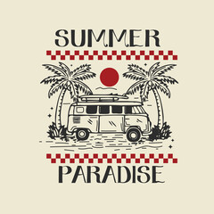 Summer Paradise Vacation  beach vector graphic design.