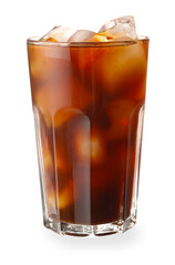 Refreshing iced coffee in glass isolated on white