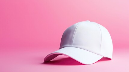 Fototapeta premium Pastel background monochrome white cap mockup styled with neutral elements and clean lines for luxury branding mockup