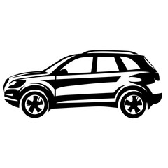 Obraz premium Stylized black and white SUV vehicle design in side view format