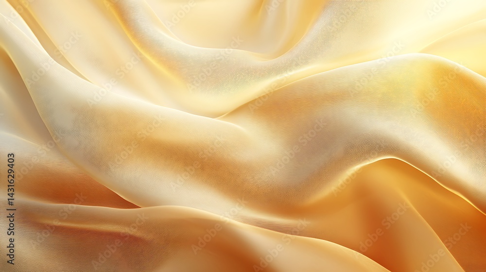 Poster flowing fabric waves in beige and white, abstract image of flowing, soft, beige and white fabric-lik