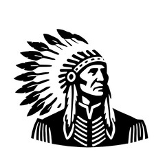 Native American Chief Silhouette Vector Illustration