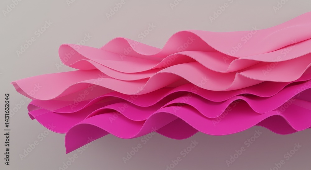 Poster pink and magenta abstract waves - layered pink and magenta waves create a dynamic abstract design. p