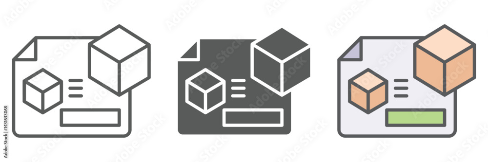 Poster development icons set – vector illustrations in multiple styles