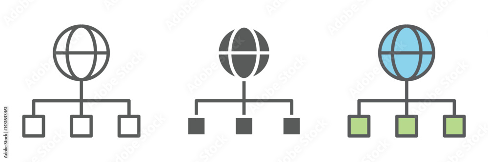 Poster distribution icons set – vector illustrations in multiple styles