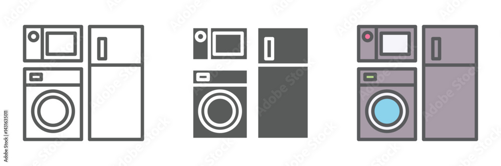Poster electronics icons set – vector illustrations in multiple styles