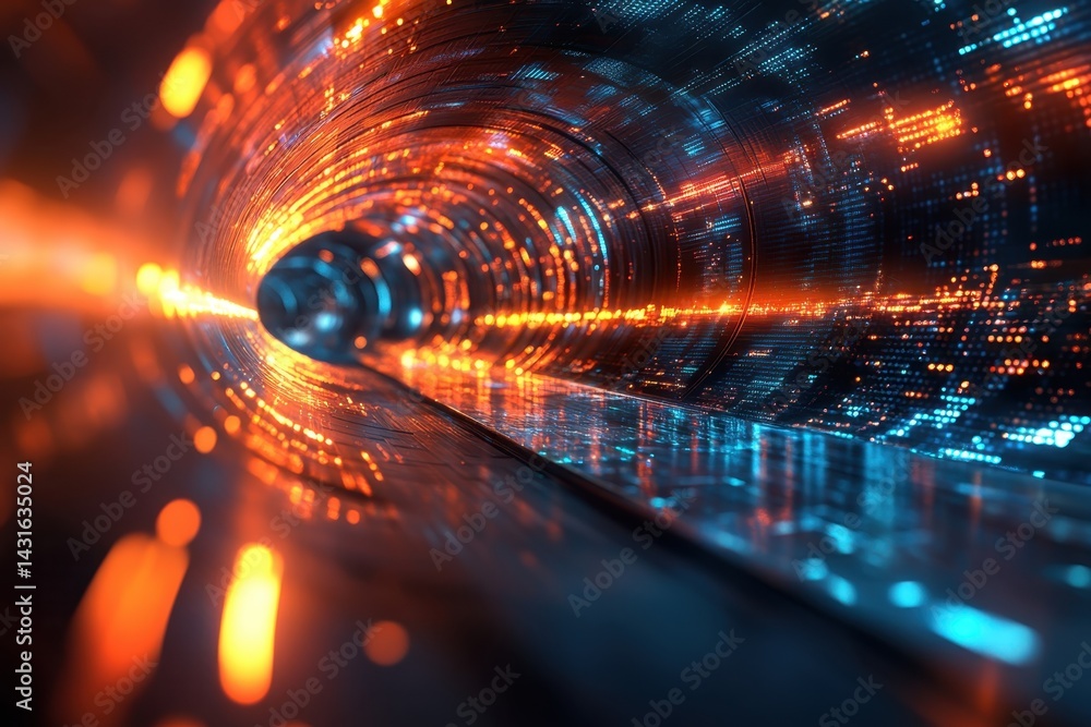 Aufkleber vibrant tunnel of light and digital patterns flowing through a futuristic space