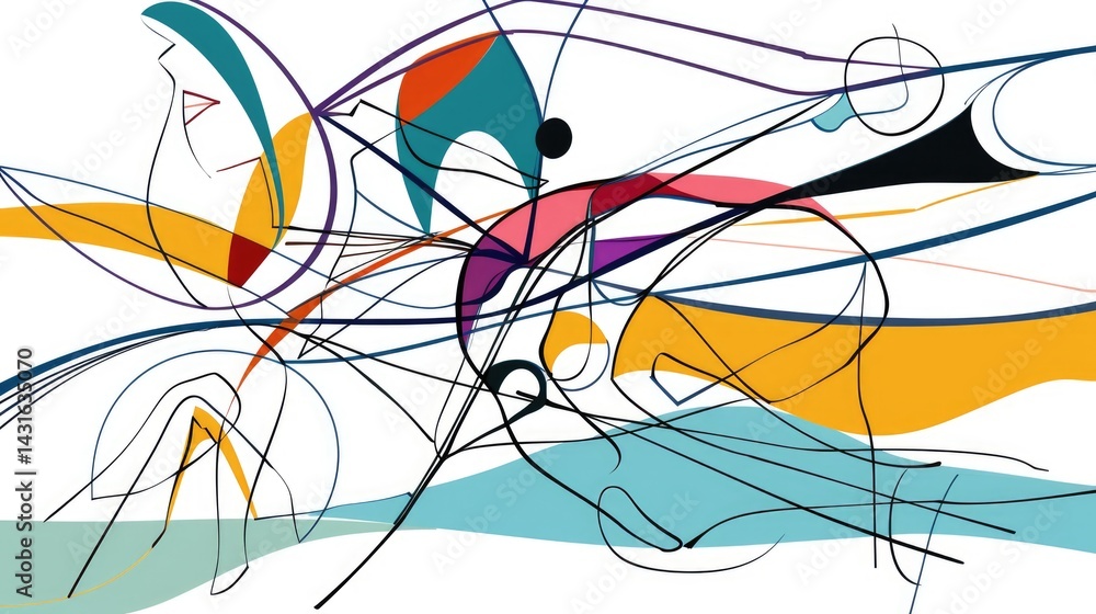 Poster colorful abstract shapes in a modern geometric design. artistic image of minimalistic artwork with b