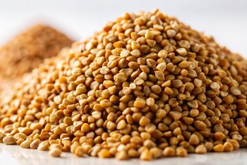 Obraz premium Golden Buckwheat Groats: Healthy Raw Grain Close-Up, Natural Food Photography