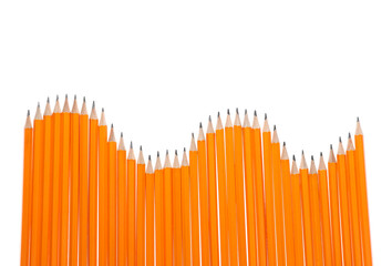 Many graphite pencils isolated on white, top view