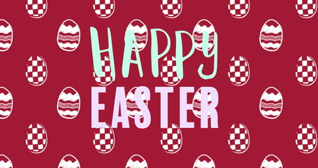 Fototapeta premium Image of easter eggs and happy easter text