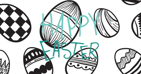 Fototapeta premium Image of easter eggs and happy easter text