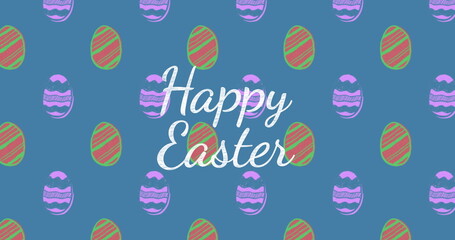 Fototapeta premium Image of easter eggs and happy easter text
