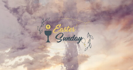 Fototapeta premium Image of easter sunday over moving clouds