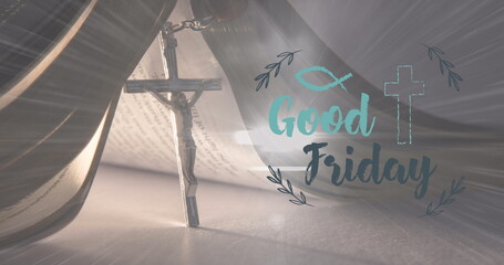 Image of good friday over christian cross and bible