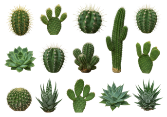 Verdant cacti and succulents arrayed against a dark void