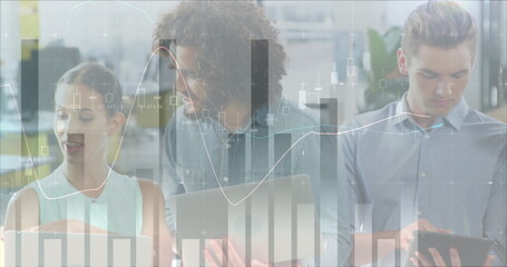 Statistical data processing over diverse office colleagues using electronic devices and discussing